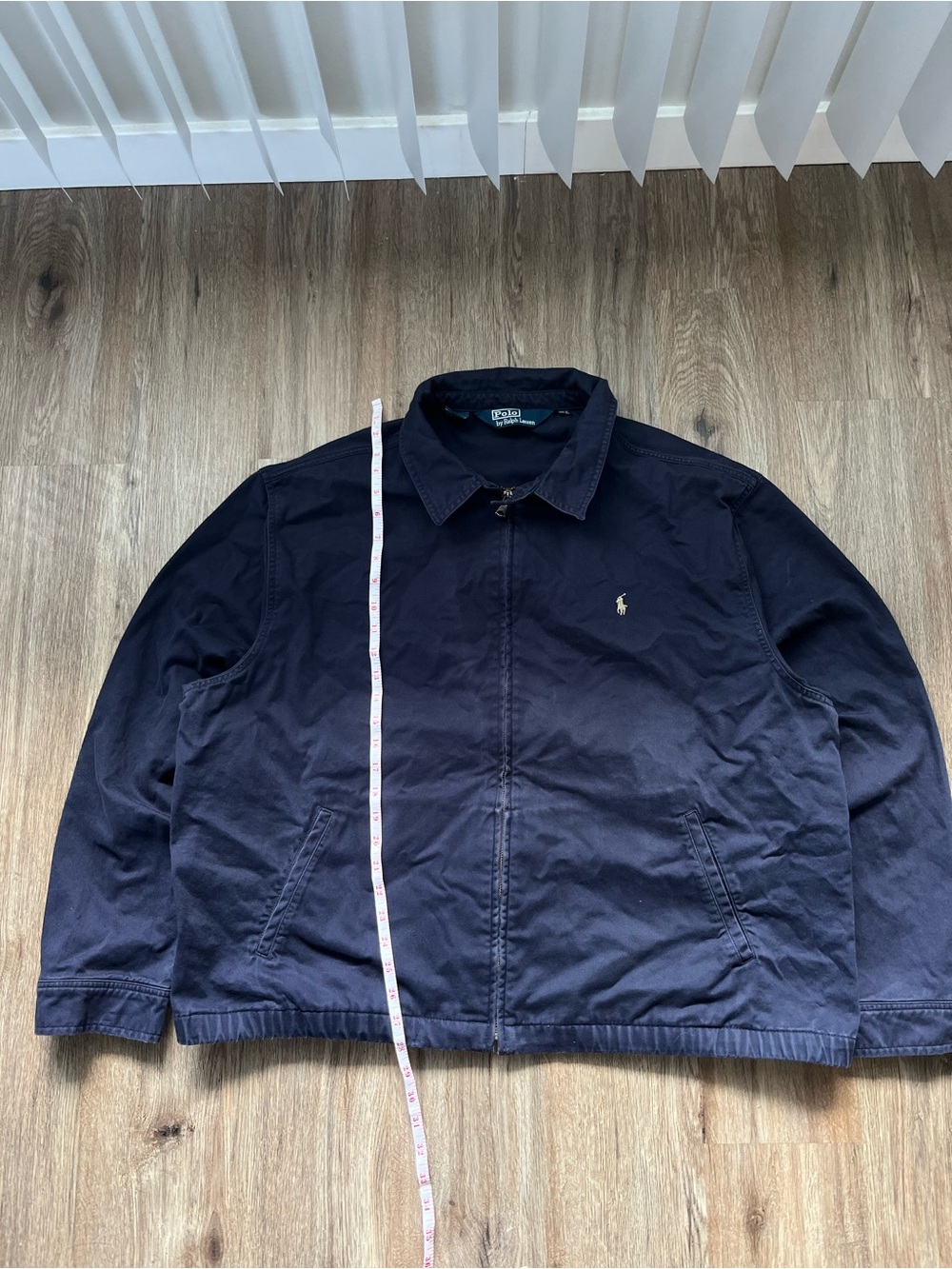 vintage 90s navy blue Polo Ralph Lauren Harrington jacket.